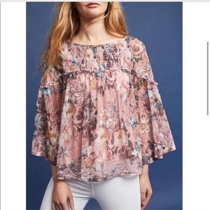Anthropologie Akemi & Kin Juno Floral Lace Boho Blouse Top